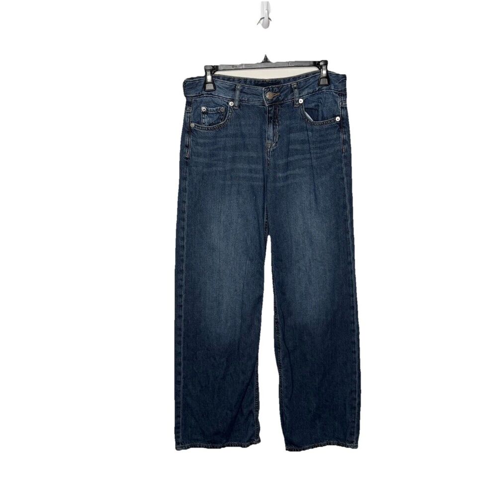 Aeropostale Aero Baggy Wide Leg Jeans Size 0 Short Non Stretch Blue Denim